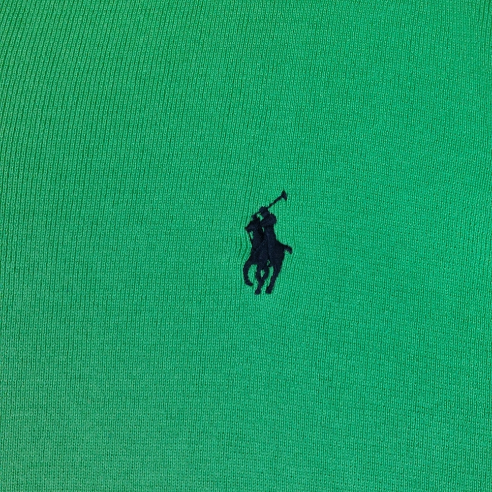 POLO RALPH LAUREN MEN GREEN 100% PIMA COTTON PREPPY VNECK SWEATER SIZE XLT - Picture 5 of 11